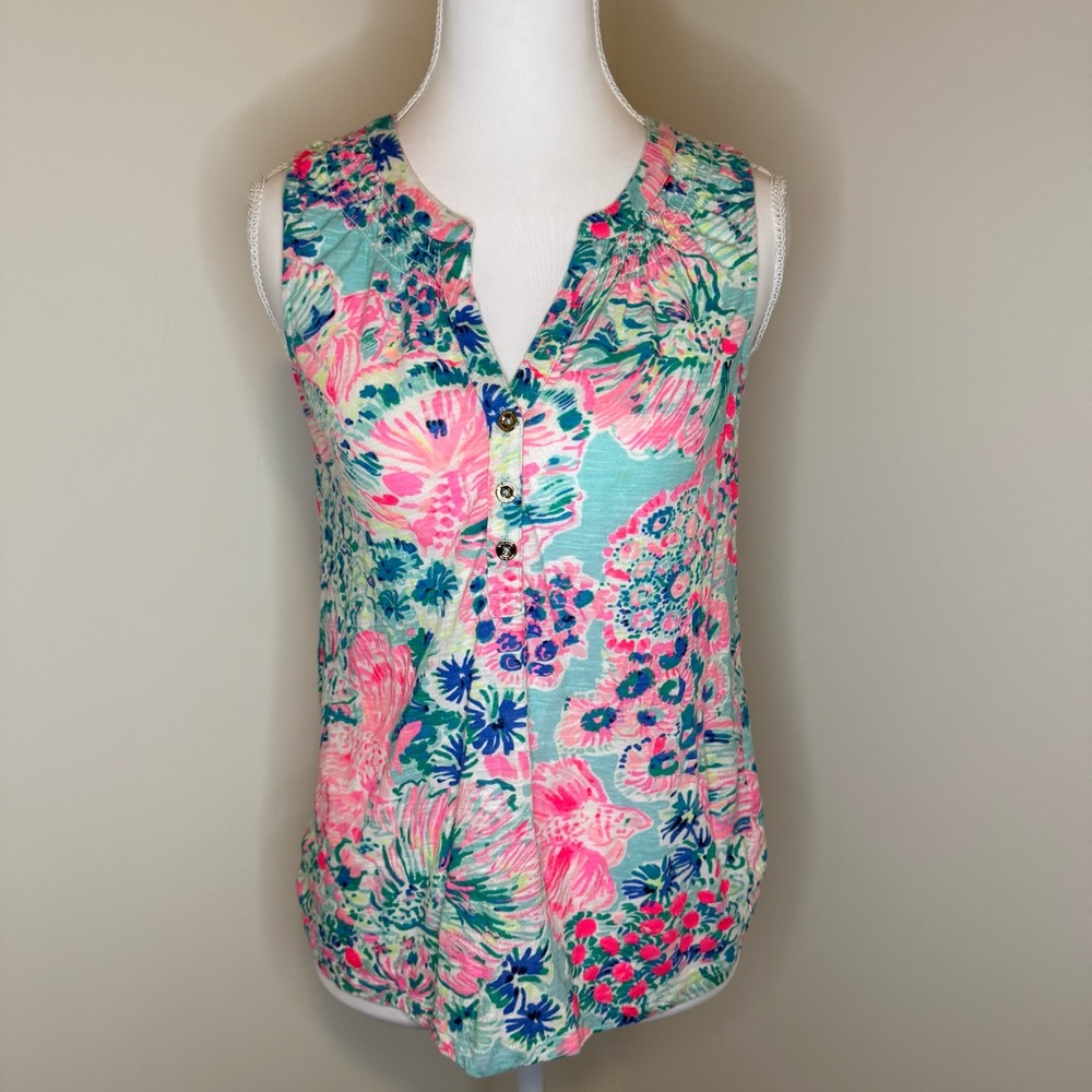 Lilly Pulitzer Essie Top- Serene Blue Gypsea- XS
